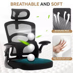 Chaise de bureau ergonomique en maille noire/grise à dossier haut pour 1