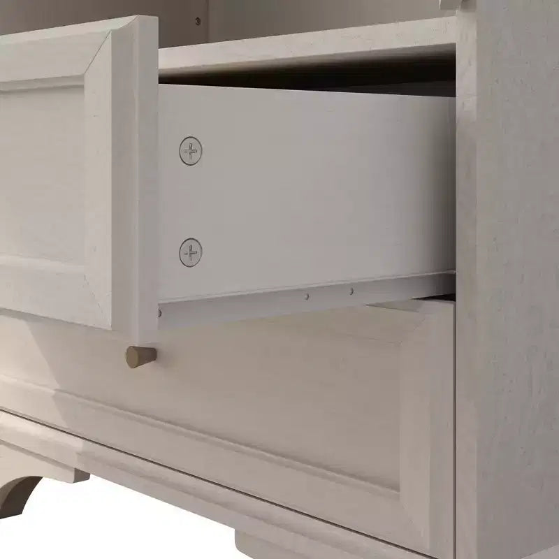 Vitrine en Verre Blanc avec 2 Tiroirs et Étagères Réglables pour 1
