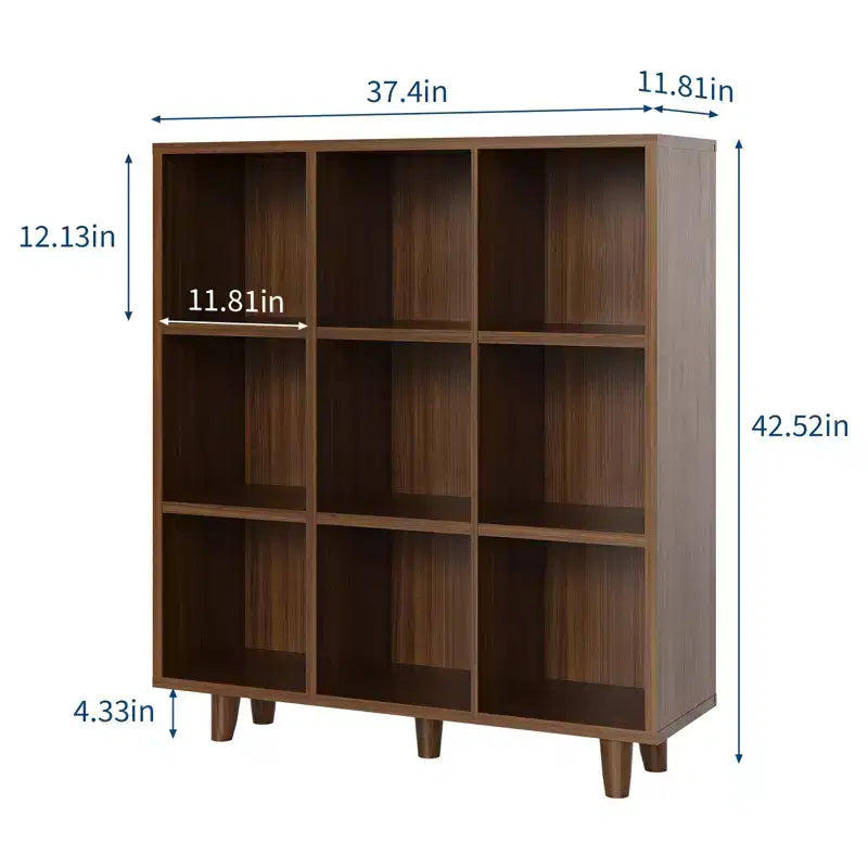 Étagère rétro marron 9 cubes de style Mid-Century pour 1 personne