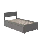 Tête de lit îlot grise/blanche avec cadre de lit pour 1