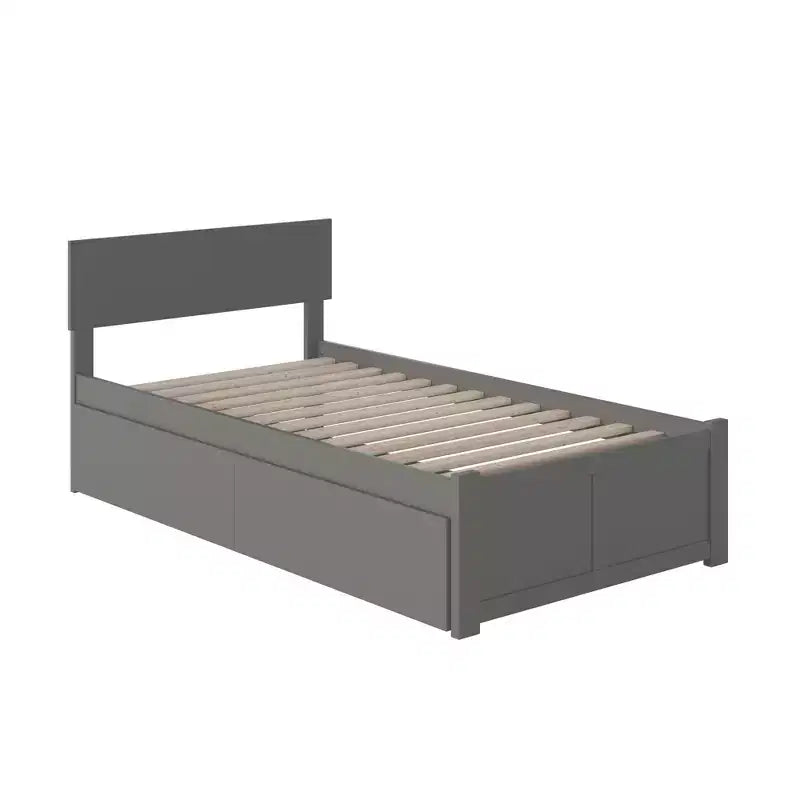 Tête de lit îlot grise/blanche avec cadre de lit pour 1