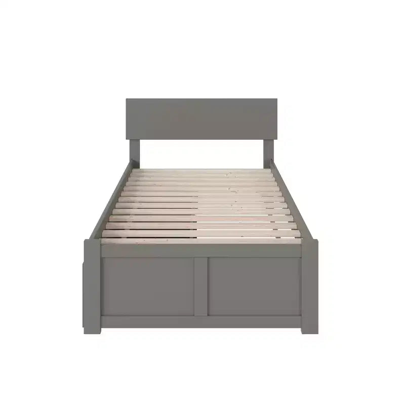 Tête de lit îlot grise/blanche avec cadre de lit pour 1
