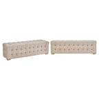 Banc capitonné en lin beige/gris pour 1 personne