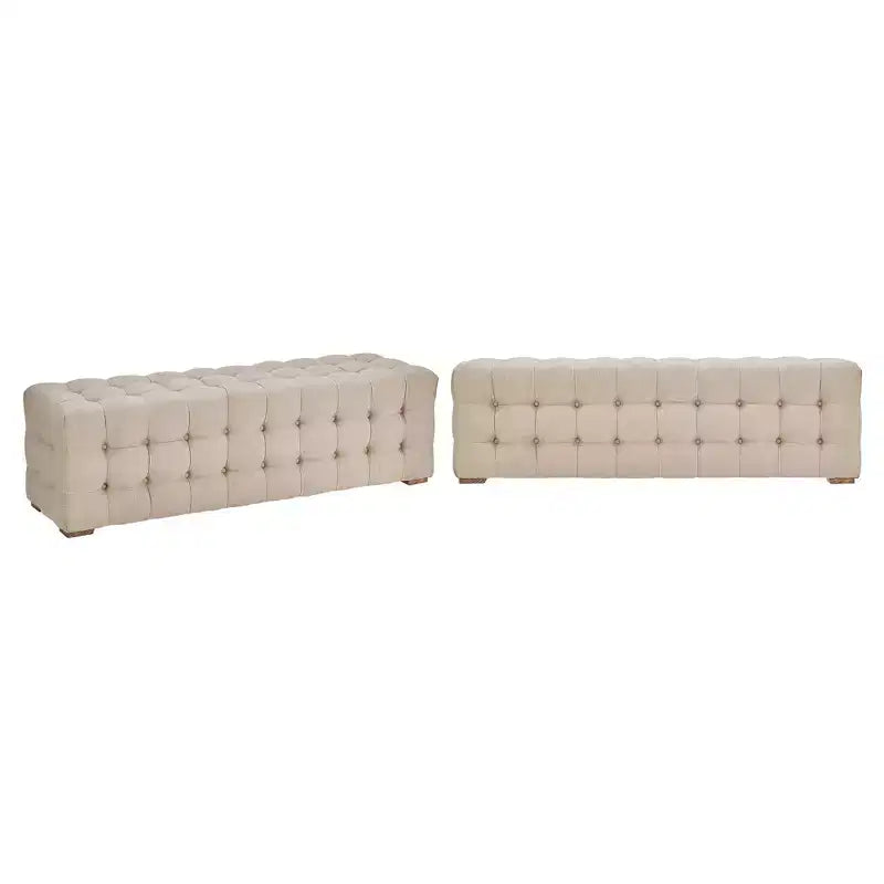 Banc capitonné en lin beige/gris pour 1 personne