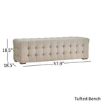 Banc capitonné en lin beige/gris pour 1 personne