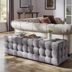 Banc capitonné en lin beige/gris pour 1 personne