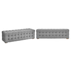 Banc capitonné en lin beige/gris pour 1 personne