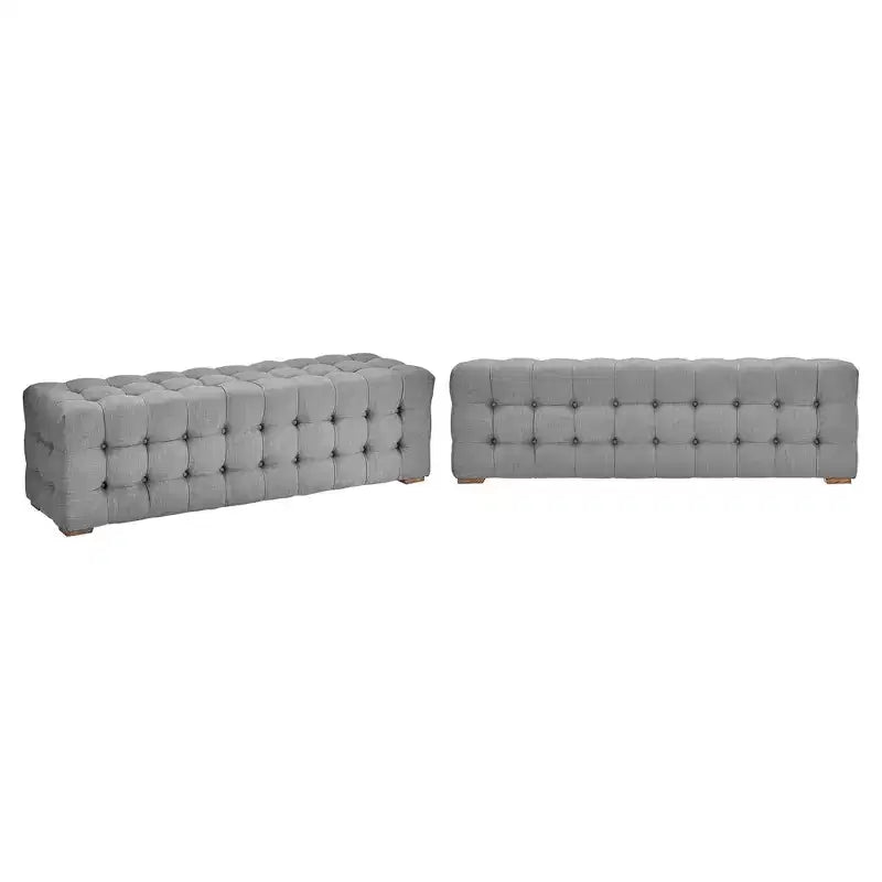 Banc capitonné en lin beige/gris pour 1 personne