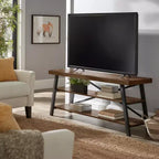 Meuble TV rustique marron avec base en X pour 1