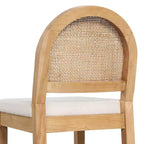 Tabouret de bar hauteur comptoir en rotin chêne naturel et bouclé crème pour 1