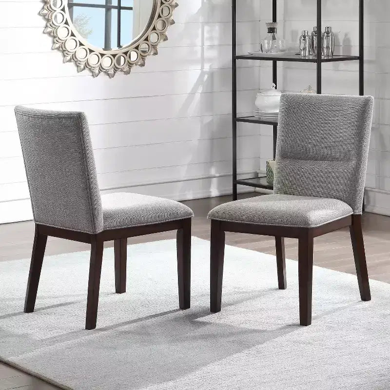 Set of 2 18" Amalie Side Chairs Beige - Steve Silver Co.: Mid Century Modern, Walnut Finish, Polyester Upholstery