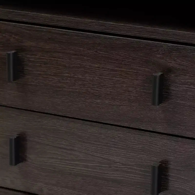 Table de chevet 2 tiroirs marron et noir avec étagère ouverte pour 1