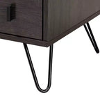 Table de chevet 2 tiroirs marron et noir avec étagère ouverte pour 1