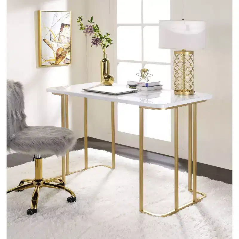 White & Gold Writing Desk for 1