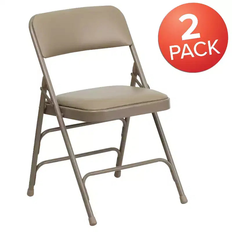 Chaise pliante rembourrée en métal Beige/Noir/Gris/Bleu marine pour 2