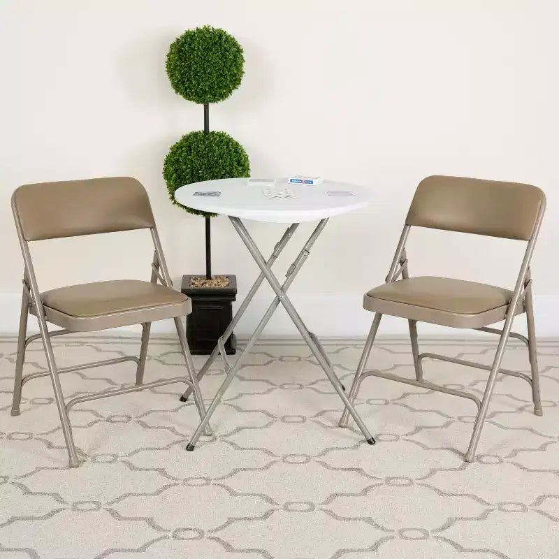 Chaise pliante rembourrée en métal Beige/Noir/Gris/Bleu marine pour 2