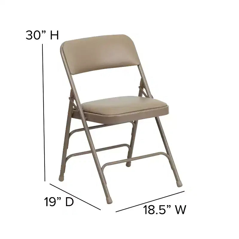 Chaise pliante rembourrée en métal Beige/Noir/Gris/Bleu marine pour 2