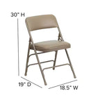 Chaise pliante rembourrée en métal Beige/Noir/Gris/Bleu marine pour 2