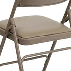 Chaise pliante rembourrée en métal Beige/Noir/Gris/Bleu marine pour 2