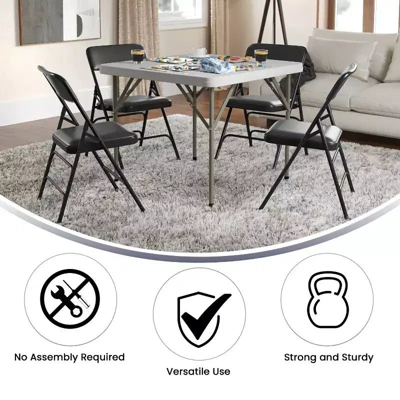 Chaise pliante rembourrée en métal Beige/Noir/Gris/Bleu marine pour 2