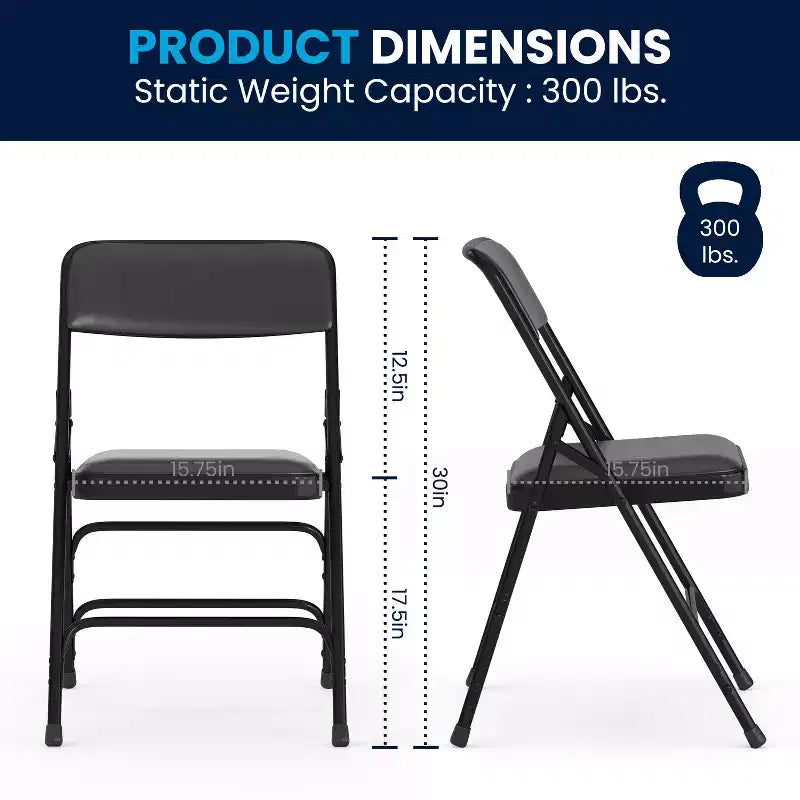 Chaise pliante rembourrée en métal Beige/Noir/Gris/Bleu marine pour 2
