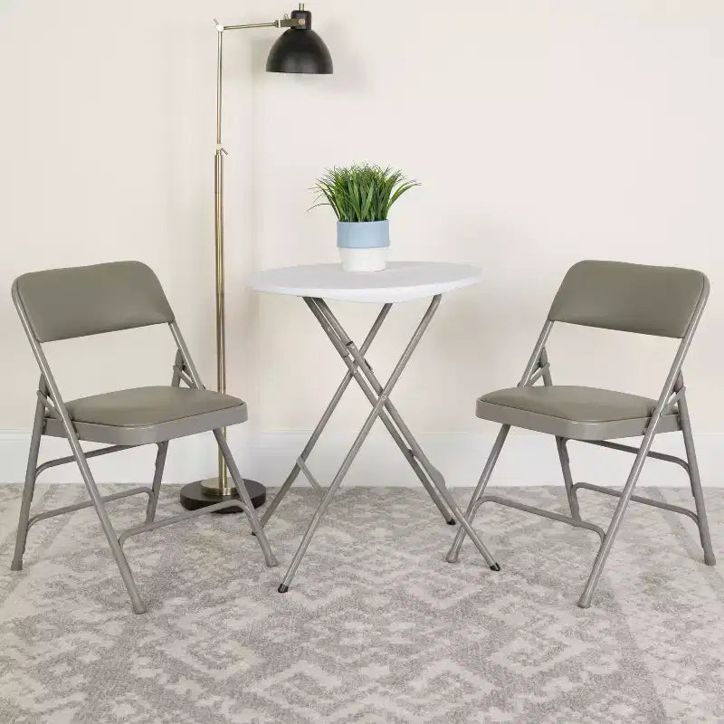 Chaise pliante rembourrée en métal Beige/Noir/Gris/Bleu marine pour 2
