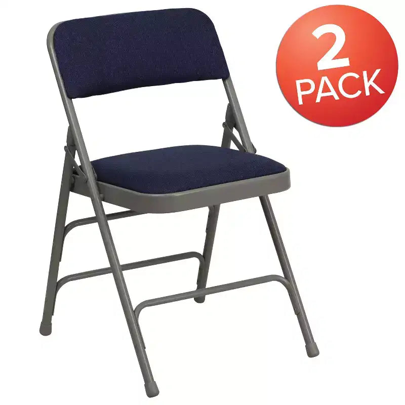 Chaise pliante rembourrée en métal Beige/Noir/Gris/Bleu marine pour 2