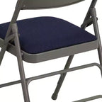 Chaise pliante rembourrée en métal Beige/Noir/Gris/Bleu marine pour 2