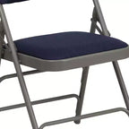 Chaise pliante rembourrée en métal Beige/Noir/Gris/Bleu marine pour 2