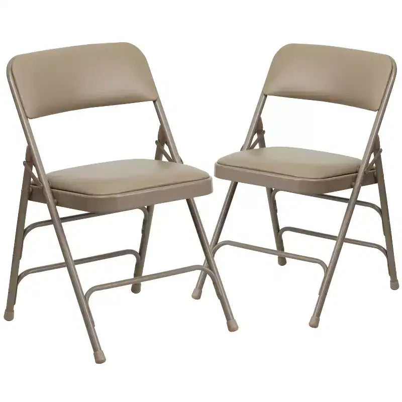 Chaise pliante rembourrée en métal Beige/Noir/Gris/Bleu marine pour 2