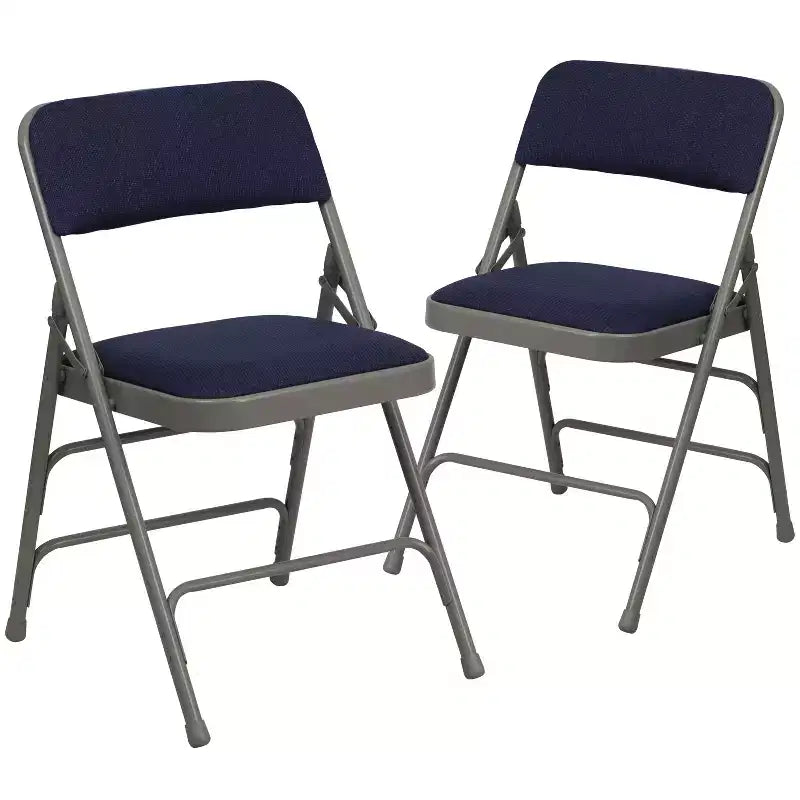 Chaise pliante rembourrée en métal Beige/Noir/Gris/Bleu marine pour 2