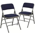 Chaise pliante rembourrée en métal Beige/Noir/Gris/Bleu marine pour 2