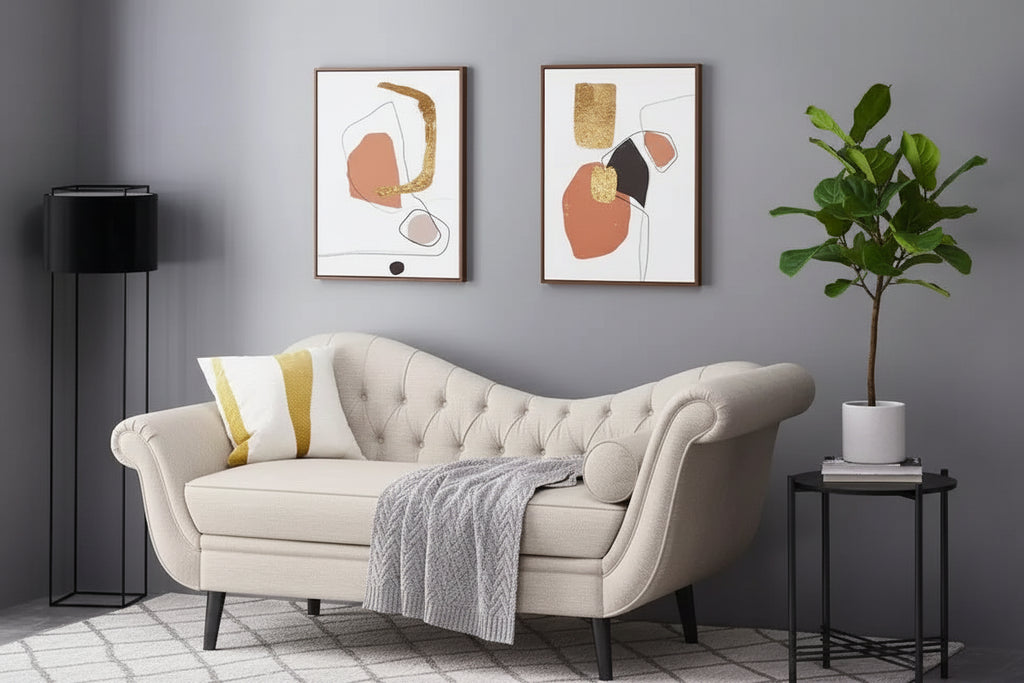 Chaise longue contemporaine rembourrée avec accoudoirs volutes pour 1 personne