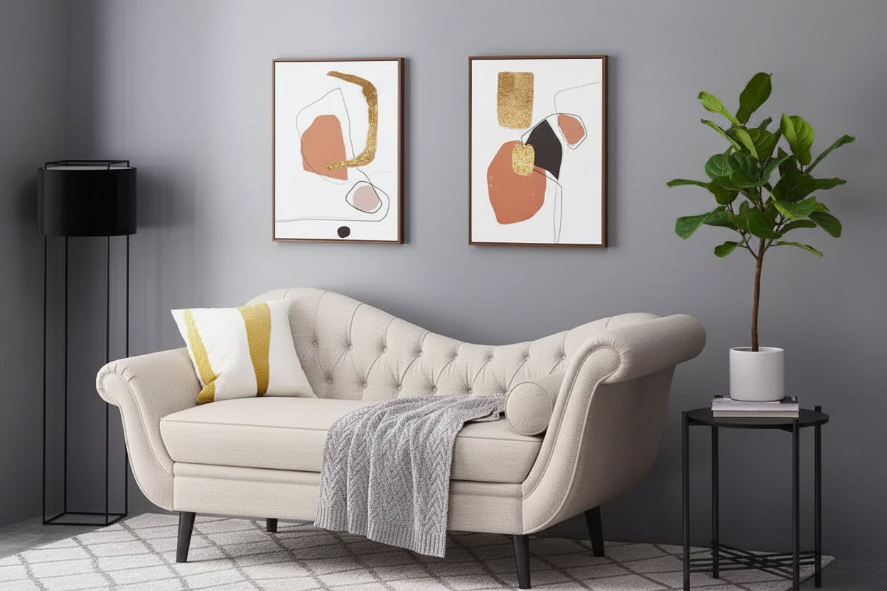 Chaise longue contemporaine rembourrée avec accoudoirs volutes pour 1 personne