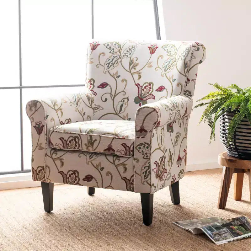 Fauteuil d'appoint rembourré beige/vert/bleu/rouge pour 1 personne