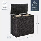 Panier double à linge en jacinthe d'eau naturelle/noire/grise/espresso avec sacs de doublure pour 1