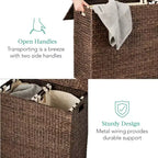 Panier double à linge en jacinthe d'eau naturelle/noire/grise/espresso avec sacs de doublure pour 1