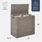 Panier double à linge en jacinthe d'eau naturelle/noire/grise/espresso avec sacs de doublure pour 1
