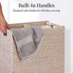 Panier double à linge en jacinthe d'eau naturelle/noire/grise/espresso avec sacs de doublure pour 1