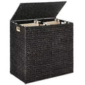 Panier double à linge en jacinthe d'eau naturelle/noire/grise/espresso avec sacs de doublure pour 1