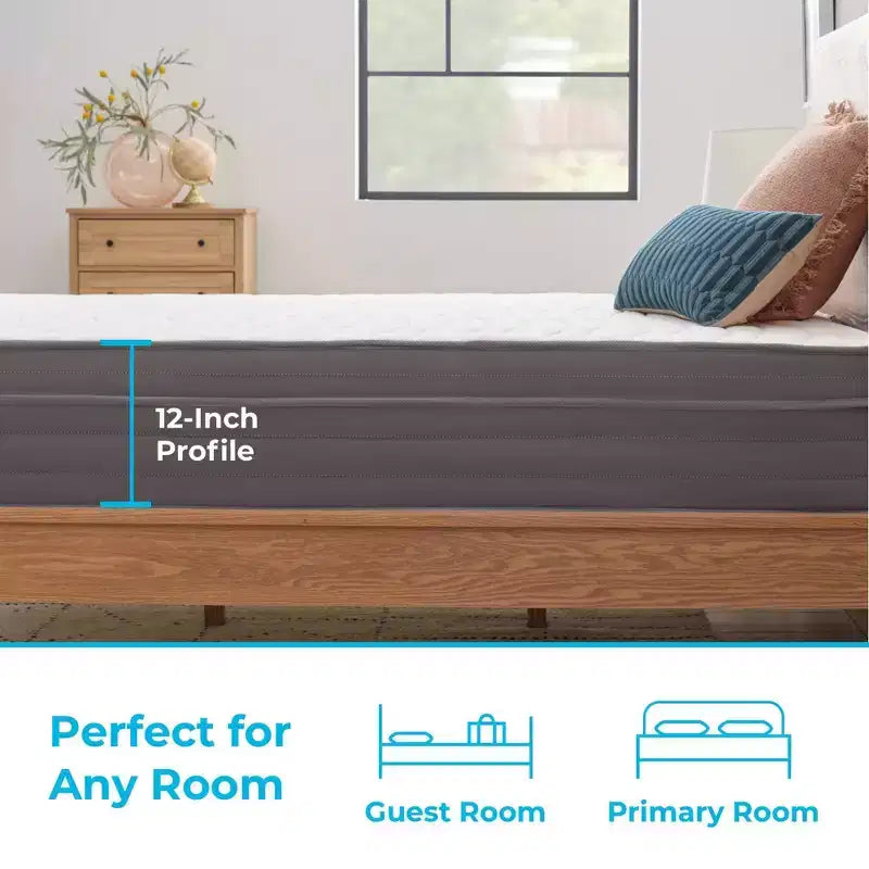 Matelas hybride en mousse à mémoire de forme gel blanc 12 po pour 1 personne