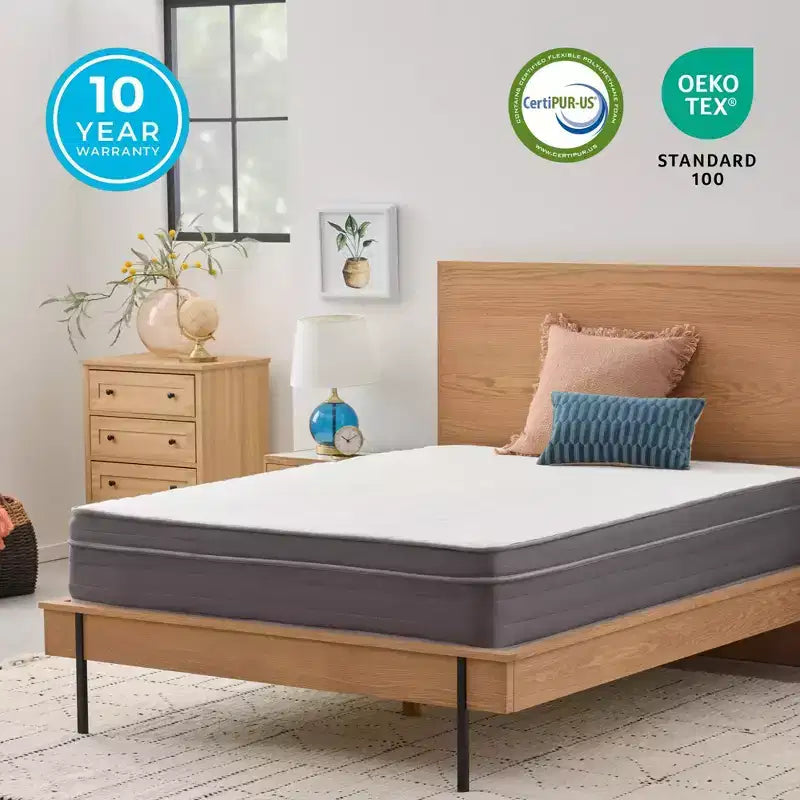 Matelas hybride en mousse à mémoire de forme gel blanc 12 po pour 1 personne