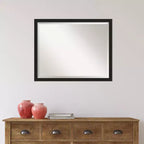 Miroir mural de salle de bain rectangulaire à cadre brossé noir étroit pour 1