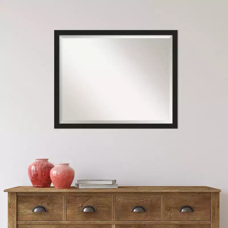 Miroir mural de salle de bain rectangulaire à cadre brossé noir étroit pour 1