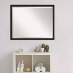Miroir mural de salle de bain rectangulaire à cadre brossé noir étroit pour 1