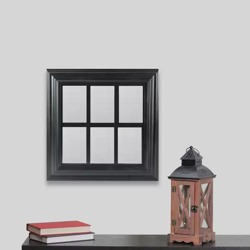 Miroir mural carré noir avec croisillons pour 1