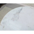 Table à manger ronde plateau marbre noir/blanc pour 2