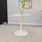 Table à manger ronde plateau marbre noir/blanc pour 2