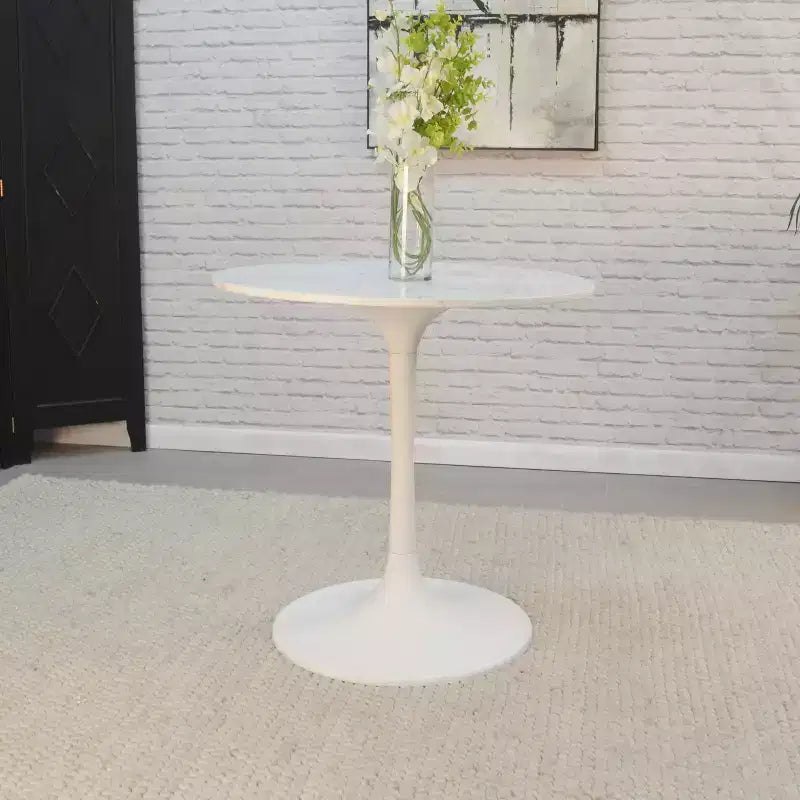 Table à manger ronde plateau marbre noir/blanc pour 2