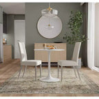 Table à manger ronde plateau marbre noir/blanc pour 2